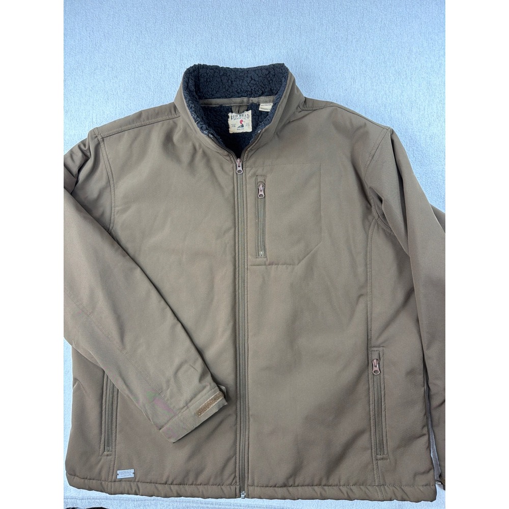 RedHead Mens XL Softshell Jacket Sherpa Lined Brown Full Zip Outdoor Coat